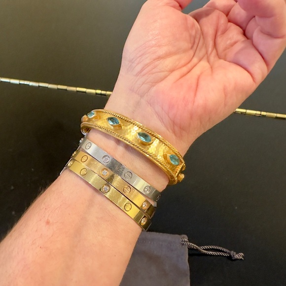 NWT Authentic Bohemian Spring Summer Julie Vos Gemstone Hinged Cuff/Bracelet - Picture 10 of 17